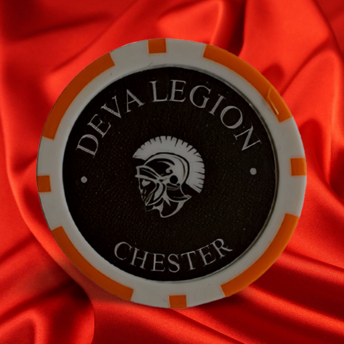 #017 A collectible Deva Legion poker chip featuring bold chapter branding and vibrant colours. Perfect for swapping, gifting, or adding to your collection. A lightweight, iconic keepsake that celebrates your connection to the Deva Legion, ideal for members who love meaningful memorabilia.