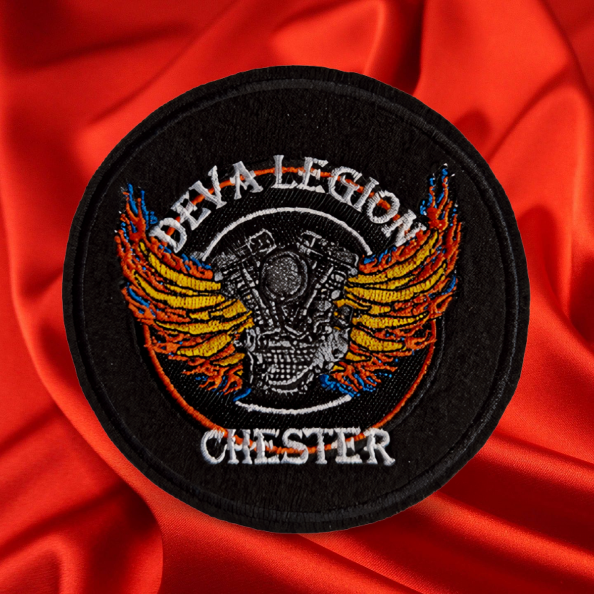 #015 A classic traditional cloth patch proudly displaying the Deva Legion logo. Durable, richly stitched, and easy to sew onto jackets, cuts, or bags, it’s perfect for riders wanting authentic chapter identity. A timeless piece of Deva pride designed to stand out on every road and every ride.